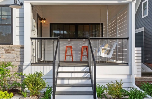 Michigan City House | 100 steps to Lake Michigan beach, private paved courtyard, gas fire pit.