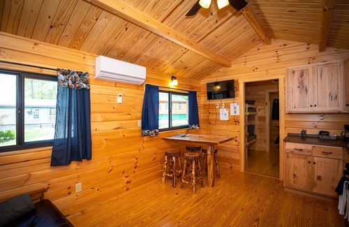 Logan Cabin | 118) Teal Log Cabin. Close to Hocking Hills State Park and more!