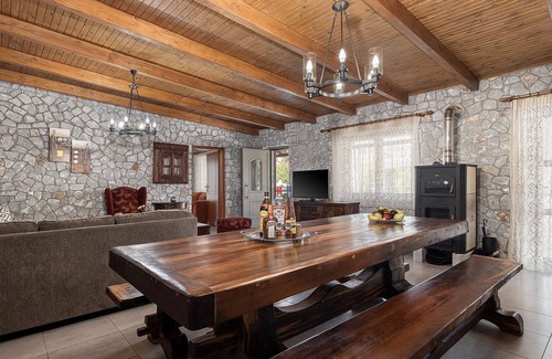 Stavros Ski Chalet | Alkistis Rustic Chalet With Shared Pool, Garden, Bbq, Close to Sandy Beach