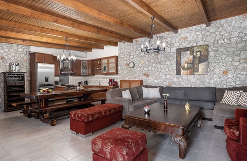 Stavros Ski Chalet | Alkistis Rustic Chalet With Shared Pool, Garden, Bbq, Close to Sandy Beach