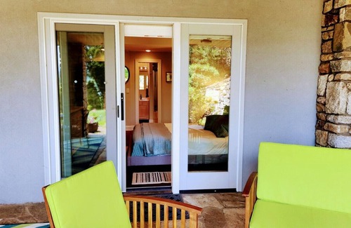 Asheville Apartment | Asheville mountain and lake views! Fireplace, heated pool, patio. Pet friendly!