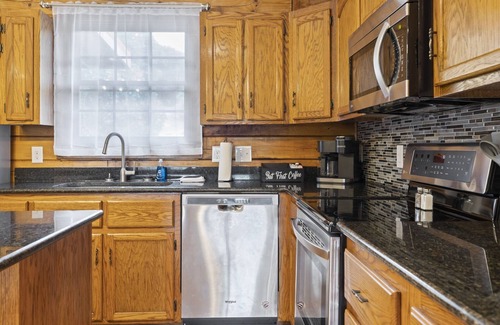 Alexander Cabin | Authentic Log Cabin Hot Tub! Mountain Views! Fire Pit! Fireplace! All One level!