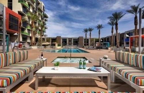Downtown Las Vegas Condo | Balcony Luxury High Rise Downtown Fremont Casinos