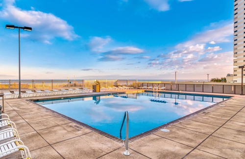 North Ocean City Apartment | Beachfront studio with small balcony, AC, pools, gym, game room & sauna
