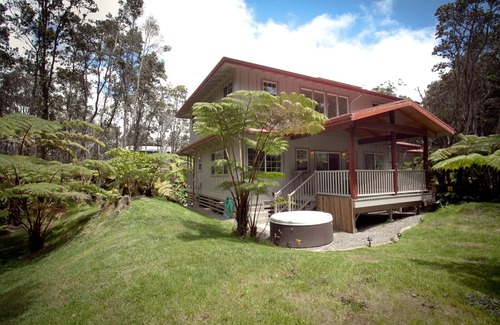 Volcano House | Beautiful home with hot tub in native rainforest