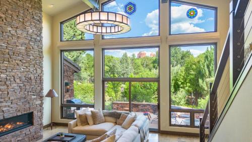 West Sedona Villa | Beautiful Upscale Home with Views of Cathedral Rock, a Stream, Lush Fruit Trees