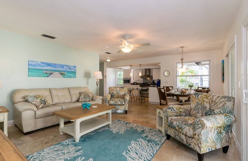 Bradenton Beach House | Bliss & Tonic Down | Steps to the Beach with Water Views & Outdoor Living
