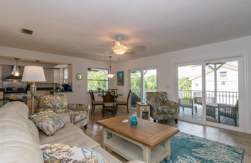 Bradenton Beach House | Bliss & Tonic Down | Steps to the Beach with Water Views & Outdoor Living