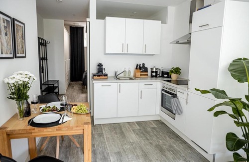 Passau Apartment | BONNYSTAY l Modern l Zentral l Work Space l Kitchen l Smart TV l WLAN