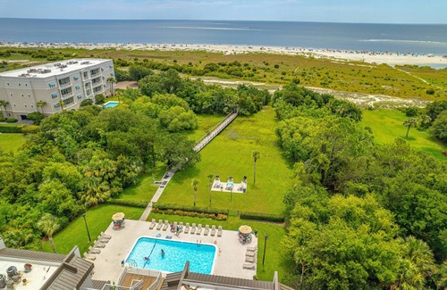 Saint Simons Island Condo | Bring Your Pet to The Beach! Oceanfront Condominium with Pool and Boardwalk to Beach!