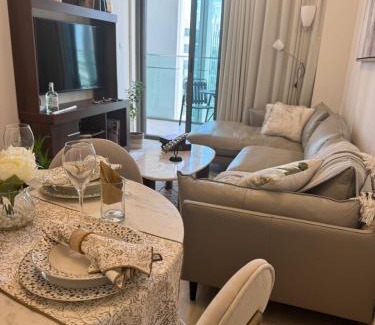 Jadaf Apartment | Burj Khalifa view modern 1BHK with balcony
