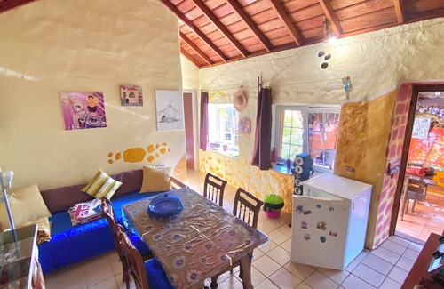 Villa de Mazo Apartment | Casita Mazo, 1 bedroom, living with sofabed and kitchen bar, bathroom