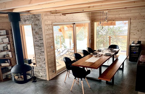 Montgenevre Ski Chalet | CHALET NAÏGA, new, design, panoramic view and SPA, 15p, village.