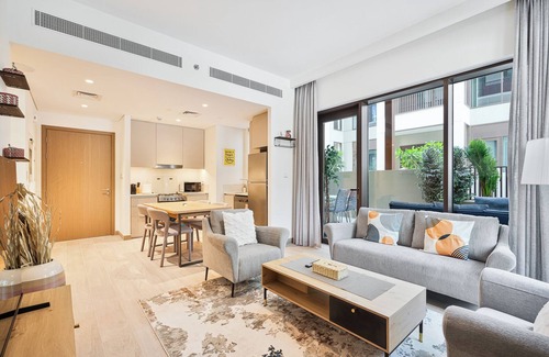 Dubai Apartment | Charming 1BR w/Airy Terrace + Pool & Gym Access