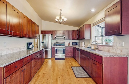 Bijou Park Acres House | Charming Cabin Home with Fireplace, W/D, Enclosed Backyard