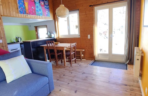Molines-en-Queyras Cottage | Colorful, self-contained Père Castor apartment in the center of Molines
