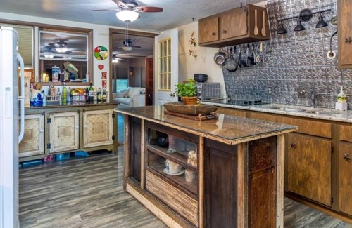 Grove Cabin | Cozy cabin in delightful Grove with boat dock and slip, WiFi, AC, and wood stove