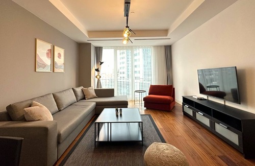 Maslak Apartment | Cozy calm apt 2BR & 1 SOFABED in residence, gym&pool access, Maslak Sariyer