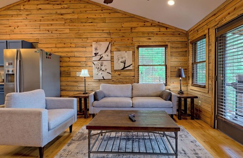 Epworth Cabin | Cozy Chic Cabin Retreat on 7 acres with hot tub. Pet-friendly.