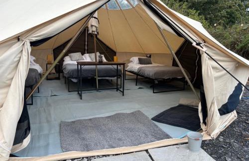 Bryngwran House | Cozy Hot Tent with Log Burner & Hot Tub Left Tent
