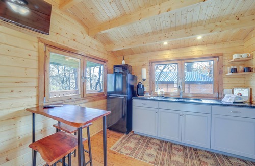 Waynesville Cabin | Cozy Smokies Tiny Home Cabin complete with a deck & mountain views.