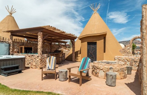 Virgin RV Rental | Crow Tipi by the Pond with 1 King Bed, Hot Tub and Outdoor Kitchen Unit #36
