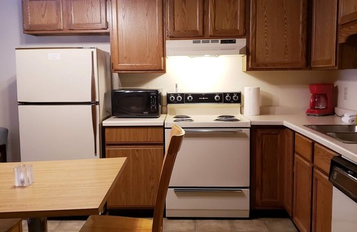 Ironwood Apartment | DOG FRIENDLY Condo #3 inside the Lodge at North Ironwood Acres Resort - 2BR/2BA & Kitchenette, sleeps 1-8 people with 5 large beds. Be Self Sufficient - Includes Kitchenette.