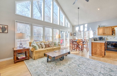 Waynesville House | Dog-friendly home with wraparound deck, fireplace, AC, & W/D