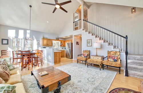 Waynesville House | Dog-friendly home with wraparound deck, fireplace, AC, & W/D