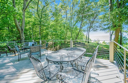 Lake Michigan Beach House | Dog-friendly home with lake views, wood stove, kayaks/SUPs, & W/D