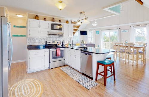 Buxton House | Dog-friendly home with private pool, firepit, fenced yard, covered patio, & deck