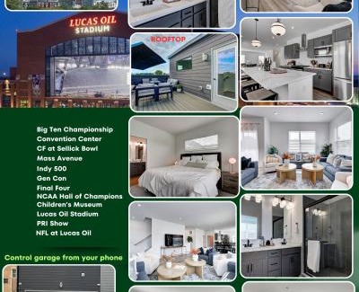 Indianapolis House | Downtown 1 mi Sleeps 6 wRooftop 3BR 4BED New built Modern Stylish Luxury