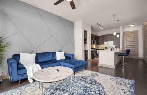 Central Business District Apartment | Downtown Elegance:Upscale Houston Retreat King Bed