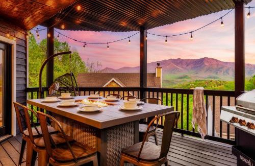 Chalet Village House | Eagle View Chalet 3BR 3BA - Gatlinburg Retreat - Scenic Mountain Views, Hot Tub, Game Room, Firepit, Foliage - Sleep 8