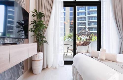 Nad Al Sheba Apartment | Elegance at Aziz Riviera Studio & Balcony