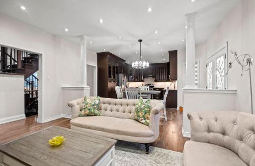 Hurontario House | Elegant 5-Bedroom Family Home Patio & Fireplace