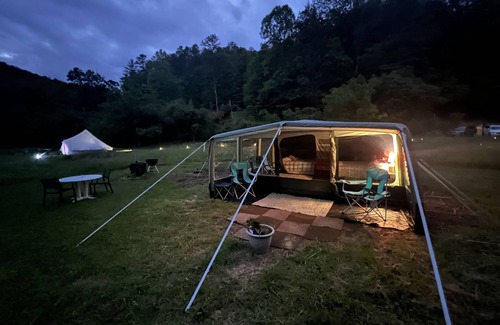 Bryson City RV Rental | Escape ! 2 bedroom tent in mountain valley with HotTub.