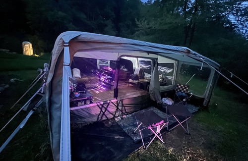 Bryson City RV Rental | Escape ! 2 bedroom tent in mountain valley with HotTub.