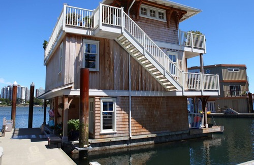 Esquimalt Boat Rental | Floating home in Victoria Harbour. Three stories with roof deck.