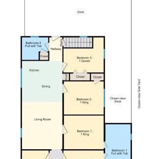 Myrtle Beach House | Gorgeous Centrally Located Ocean View 2 King, Huge Private Yard & Deck, Firepit, BBQ, & Game Tables
