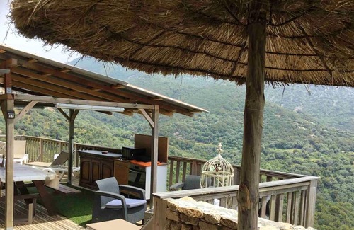 Olmeto Ski Chalet | Homerez - Chalet for 5 ppl. with swimming-pool, sea view and terrace at Olmeto