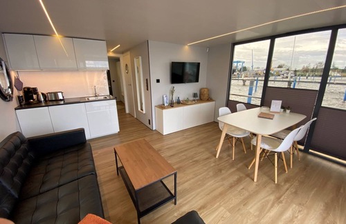 Barth Boat Rental | Houseboat Fjord Vineta with bio sauna and roof terrace in Barth