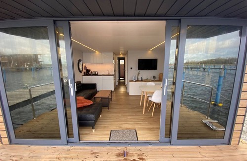 Barth Boat Rental | Houseboat Fjord Vineta with bio sauna and roof terrace in Barth
