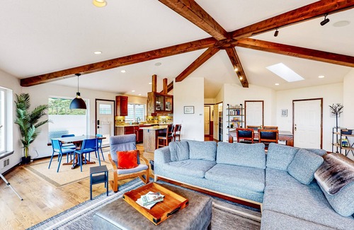Port Angeles House | Idyllic home with water views, wrap-around deck, hot tub, and firepit - dogs ok