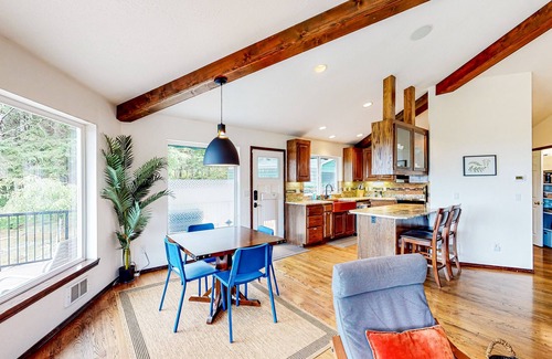 Port Angeles House | Idyllic home with water views, wrap-around deck, hot tub, and firepit - dogs ok