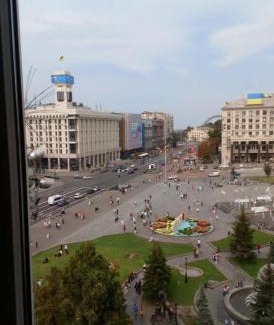 Lypky Apartment | Independence Square · Khreschatyk. View on Independence Sq. fountains
