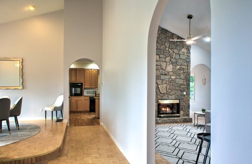 Weaverville House | Judah Lodge Stunning views with a cozy indoor fireplace and outdoor fire pit