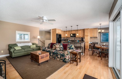 Glen Arbor Condo | Lakefront condo with deck, gorgeous view, fireplace, & W/D