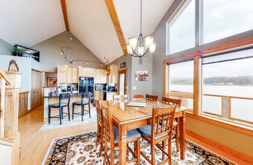Lincoln City House | Lakefront, Family-Friendly Home w/a Private Hot Tub, Game Room, & Dock