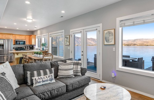 Chelan House | Lakefront Home w/Private Dock, Buoy, Hot Tub & Large Waterfront Patio